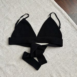ZARA | Bandeau Black Triangular Top Back Tie